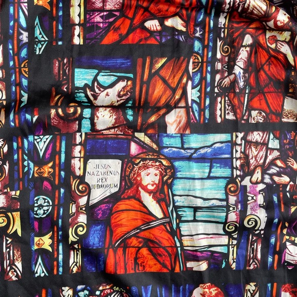 Divine PURUIDI Italian designer maxi dress with stained glass biblical print - Picture 7 of 10